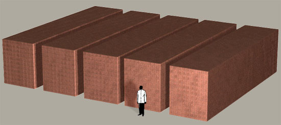Imagine five stacks of pennies, each 41 x 9 x 11 and you've got an idea of how much physical space a billion pennies* takes up. One Billion Pennies