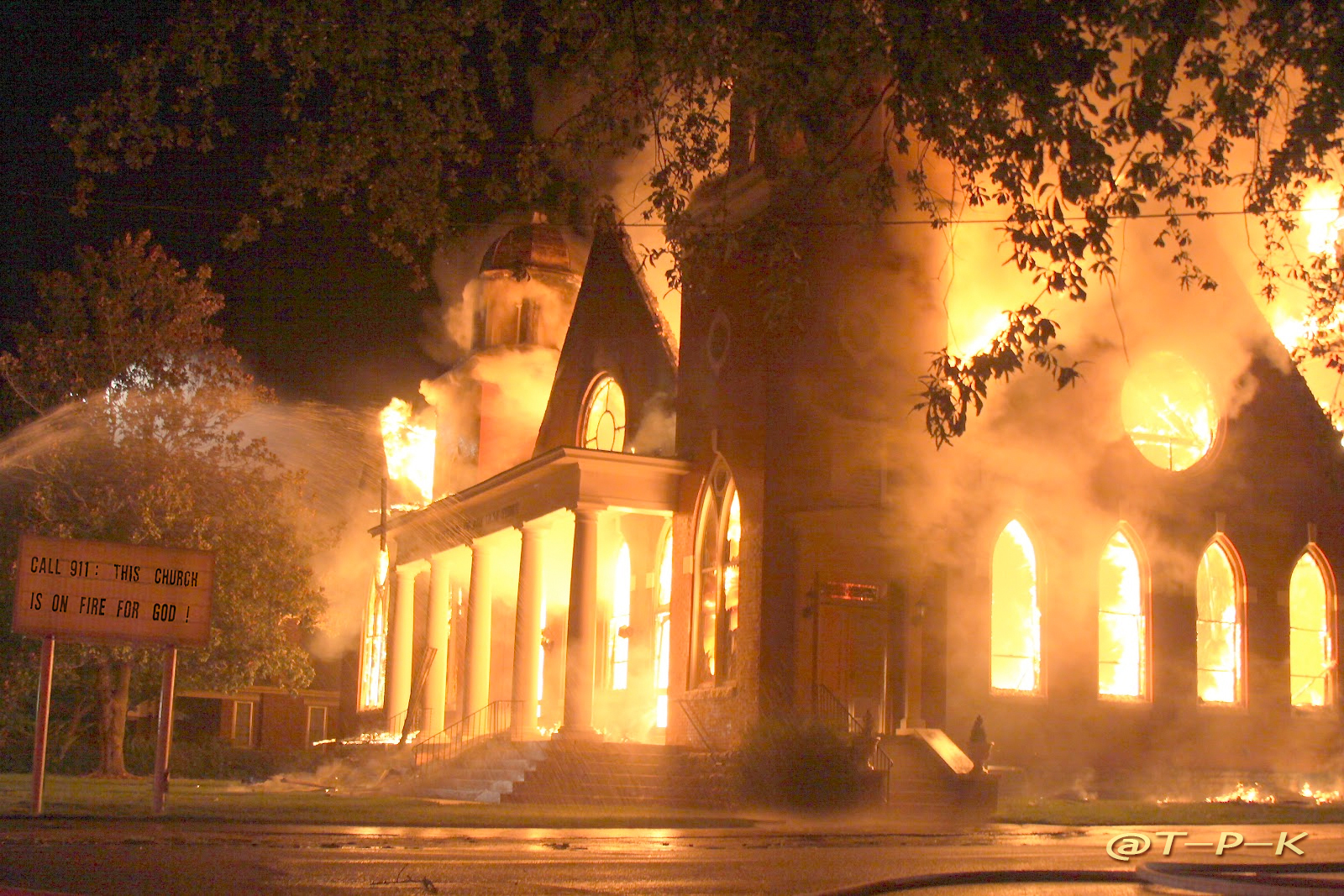 Call 911: this church is on fire for god! 